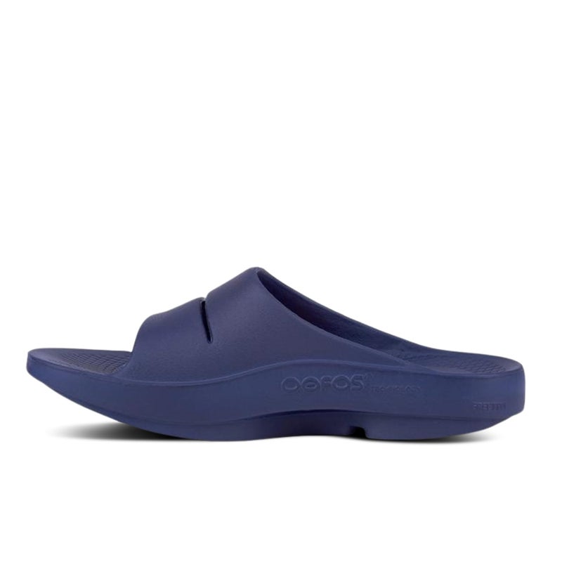 OOFOS OOahh Recovery Slide, Navy - Womenâ€™s Size 5, Menâ€™s Size 3 - Image 3